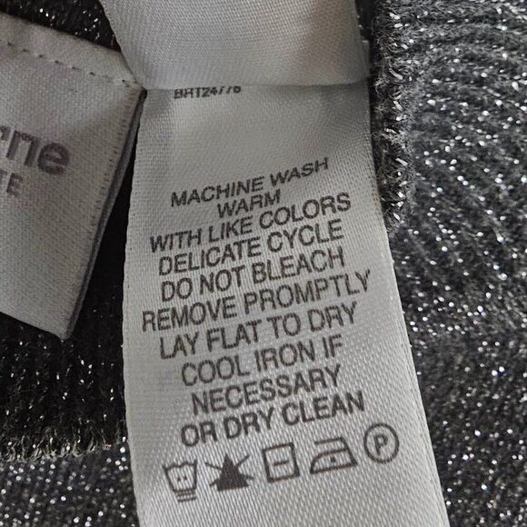 Liz Claiborne Gray Silver Metallic Mock Neck Knit Tank Sleeveless SP - Picture 9 of 10